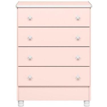 Imagem de Cômoda Infantil 4 Gavetas Mdp Com Pés Doce Mel Rosa - QMOVI