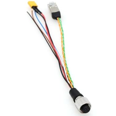 Imagem de DRRI Conector de aviação Livox de três fios Livox Mid 360 Cabo M12 12 pinos A-Code fêmea para RJ45 + XT30 Flying Lead