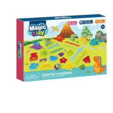 Imagem de Kit Massinha de Modelar Infantil, 8 Moldes, 6 Mini Dinossauros, Ferramentas de Modelagem, 3+ Anos