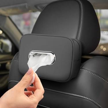 Imagem de Ongfuwu Porta-lenços de papel de carro grande para 120 lenços padrão, caixa de lenços de couro para banco traseiro, capa de guardanapo de carro, organizador de guardanapo automático, caixa de papel de