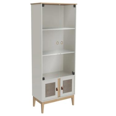 Imagem de Cristaleira com Vidro 4 Portas Trama MB 1005 Movelbento - Mel/Off White