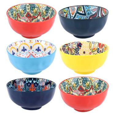 Imagem de Conjunto de tigelas de cerâmica para lanche e sobremesa, conjunto de tigelas pequenas coloridas de 170 a 340 g para sorvete, nozes, condimentos - tigelas de porcelana para mergulhar, salsa - estilo