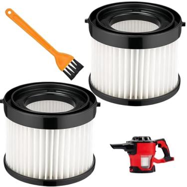 Imagem de Filtro HEPA de substituição para Milwa*kee 49-90-0160, 49-90-1951 | Compatível com aspirador compacto M18 0882-20 | Filtro seco lavável e reutilizável + escova (pacote com 2)