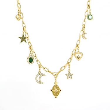 Imagem de RR RAMBLING ROSE Colar de frutas DIY banhado a ouro 14K, para mulheres e meninas bonito verão frutas tropicais cereja 、Colar com pingente de cristal de morango, Zinco, Sem Pedra Preciosa