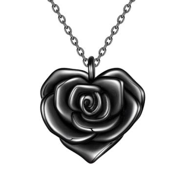 Imagem de beautlace Colares de coração de rosa/brincos de prata / preto banhado a arma flor amor coração pingente / brinco joias elegantes presentes para mulheres, One size, Cobre, Zircônia cúbica