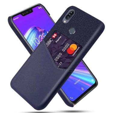 Imagem de Capa para ASUS Zenfone ZB633KL,Tela e tampa de couro PU,Antideslizante,360°cobertura completa à prova de choque com 1 slot de cartão atrás,Prevenção de queda-Blue