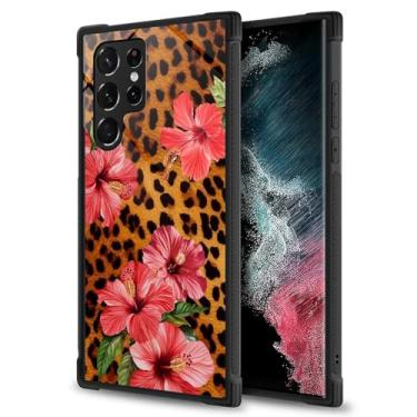 Imagem de MQJCYB Capa para Samsung Galaxy S23 Ultra, resistente à prova de choque, proteção total, plástico rígido, proteção de silicone macio, capa protetora feminina homem e meninas - leopardo tropical praia