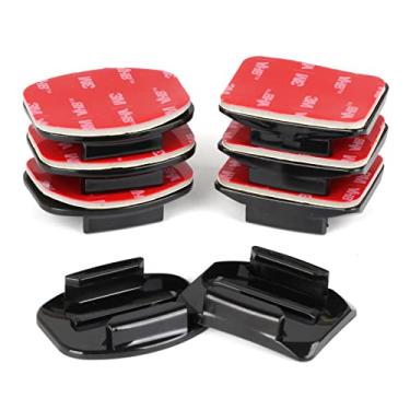 Imagem de HSU Suportes adesivos para capacete, suportes adesivos planos + curvos 3M compatíveis com GoPro Hero 13/12/11/10/9/8/7/6/5 AKASO Campark DJI Osmo Action 4/3 e outras câmeras de ação (pacote com 8)