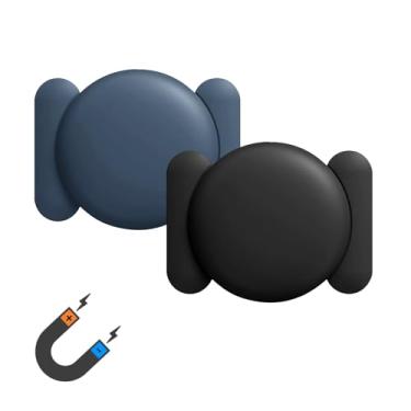 Imagem de Frylaa Capa com suporte magnético para AirTag, 2 peças de capa protetora de silicone macio oculto com ímã forte para rastreador GPS para superfície de metal para carro/Vechiles/caminhão/bicicleta
