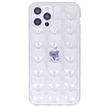 Imagem de DMaos Capa feminina para iPhone 12 Pro/12 3D Pop Bubble Heart Kawaii, linda para iPhone 12 Pro 6,1 polegadas - transparente