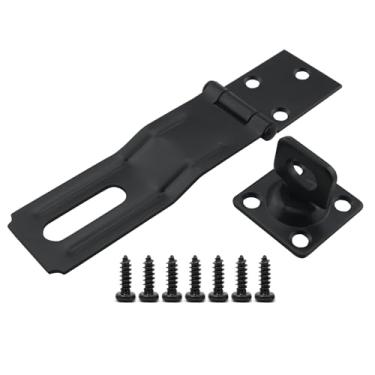 Imagem de YHXiXi Trava de segurança giratória preta de 11,5 cm com parafusos, ferrolho de trava de porta com puxador para cercas, armários