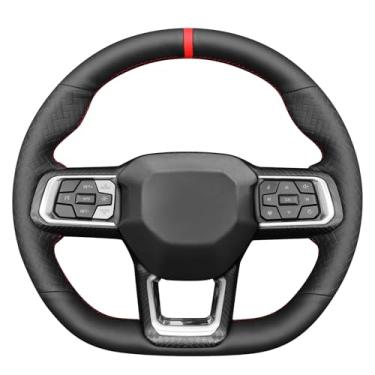 Imagem de MEWANT Capa de volante costurada à mão estilo 3D para Ford Mustang 2024 2025 Acessórios de volante para Ford Mustang 2024 2025