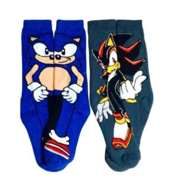 Imagem de kit 2 Pares Meia Divertida Adulto Sonic e Shadow 34 43 Premium Diverti