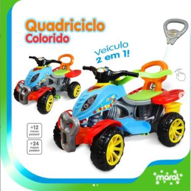 Imagem de Carrinho de Passeio Infantil Quadriciclo com Pedal Empurrador Anel de 