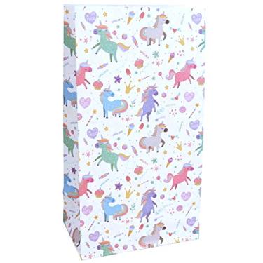 Imagem de Bolsas de lembrancinhas - Design padrão impresso em papel kraft, sacolas de presente e suprimentos de festa - 24 cm x 14 cm x 8,3 cm (pacote com 50 sacos de lembrancinha de papel)