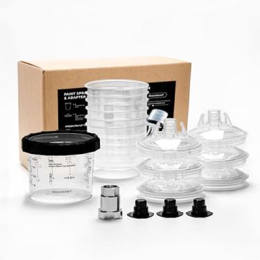 Imagem de InoKraft Copo Descartável Para Pistola De Pintura, Kit Mini De 180 Ml Com 6 Copos E Tampas, 1 Copo Rígido Com Anel De Retenção, 3 Plugues, Sistema De Pintura Para Pistola De Pintura Hvlp Lvlp Com A
