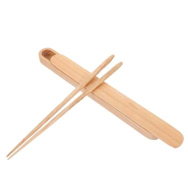 Imagem de Luxshiny 1 Par de Hashis Portáteis Japoneses com Estojo, Utensílio de Madeira Reutilizável, Hashis para Viagem em Casa Escritório Camping Piquenique, Bege