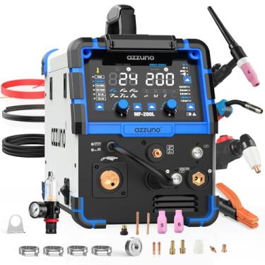 Imagem de AZZUNO Combo de soldador de cortador de plasma 200A, máquina de solda multiprocessos 9 em 1 a gás MIG/PULSE MIG/MAG/Flux sem gás MIG/carretel compatível/HF TIG/Stick/CUT/SPOT MIG, máquina de solda MIG