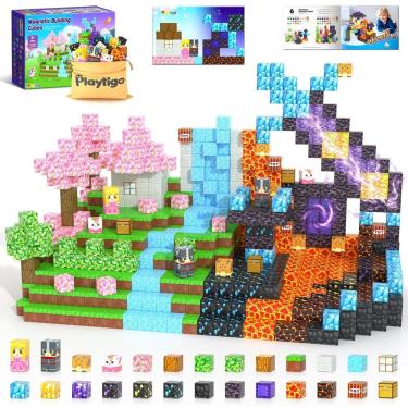 Imagem de Blocos magnéticos Playtigo 154PCS Build Mine Magnet World