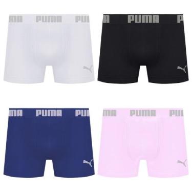 Imagem de Kit 4 Cuecas Puma Boxer Sem Costura Masculina, Branco, Preto, EG