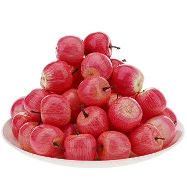 Imagem de Gresorth 30 peças de mini maçã rosa artificial decoração de frutas falsas casa festa cozinha comida brinquedo exibição - 3,5 cm