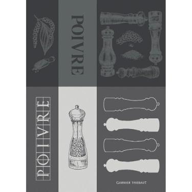 Imagem de Toalha de cozinha francesa Garnier Thiebaut Les Poivrieres Charbon (A pimenta do carvão) 56 x 79 cm, algodão, jacquard