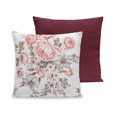 Imagem de Kit 2 Capas de Almofadas 40x40 C/Zíper Piquet Favinho Decoração Luxo (ROSEIRA - VINHO)