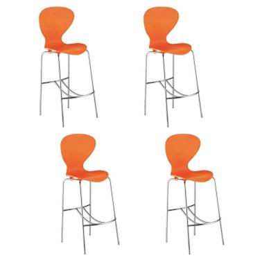 Imagem de Conjunto 4 Banquetas Alta com Encosto Flash Laranja