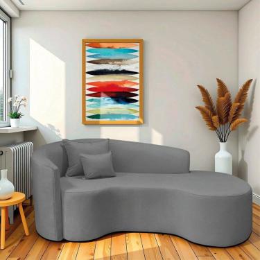 Imagem de Recamier Curvo Orgânico 180cm 3 Lugares Lado Direito para Sala de Estar Bouclé Londres Cinza