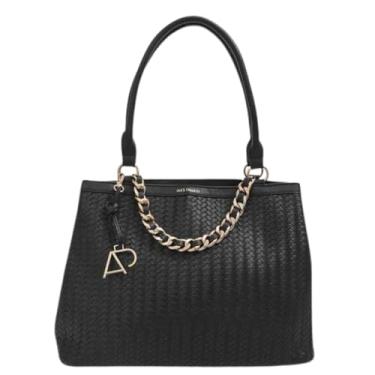 Imagem de Bolsa de Ombro Feminina Elegante Alice Palucci com Duas Divisórias Espaçosa Com Corrente Preto