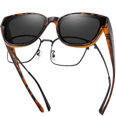 Imagem de DUCO Óculos de sol polarizados para homens e mulheres, design olho de gato, proteção UV, moderno, redondo, óculos escuros DC8982, Armação marrom tartaruga lente cinza, common