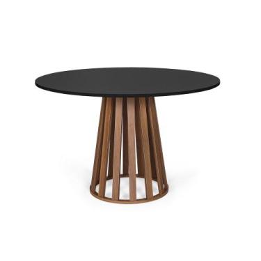 Imagem de Mesa de Jantar Redonda 4 Lugares 90cm Tália Preto/Noronha - Straub Web