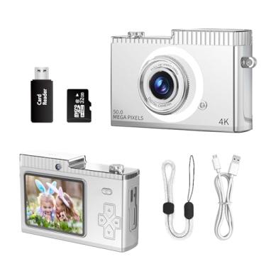 Imagem de HEYMAO Câmera de selfie infantil, zoom digital de 8x, vídeo HD 1080p de 40 MP, com cartão TF de 32 GB, cordão, carregamento USB-C, câmera digital segura e durável, presente de brinquedo de aniversário