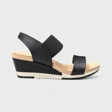 Imagem de Sandália Anabela Modare Conforto Calce Fácil Preta, Preto, 36