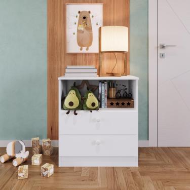 Imagem de Cômoda Infantil Organizadora 2 Gavetas Com Nicho 60,8cm Para Quarto De Bebê Branca