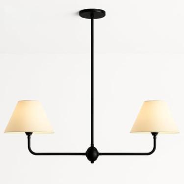 Imagem de Luminária De Teto Lustre Tocheiro 2 Braços Duetto (PRETO CÚPULA BRANCA)