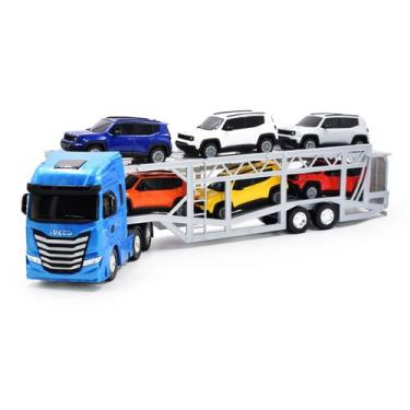 Imagem de Caminhão Cegonha Jeep Iveco S-Way Miniatura Infantil Criança Coleção C