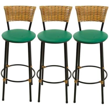 Imagem de Kit 3 banquetas alta cozinha area bares gourmet - ESPAÇO JUNCO, VERDE