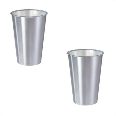 Imagem de Kit 2 Copos 500 Ml Label Inox 14X8,5Cm Leve Prático Multiuso