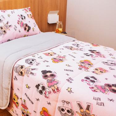 Imagem de Edredom Solteiro Portallar Malha Misto 70% Algodão e 30% Poliéster L.O.L Pets 150mx220 Cinza