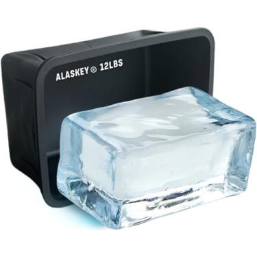 Imagem de Alaskey Molde gigante de bloco de gelo de 5,4 kg (individual) | Crie tijolos de gelo reutilizáveis perfeitos | Molde de silicone profissional para criar cubos de gelo extragrande, ideal para banhos de