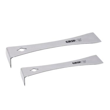 Imagem de Grip Conjunto de 2 peças de barra e raspador de aço inoxidável - 15,2 cm e 23 cm Pry Bar & Raspador - Remove moldagem ao redor de portas, pisos, janelas - casa, garagem, celeiro, oficina