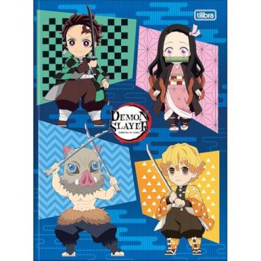 Imagem de Caderno Demon Slayer TILIBRA Universitário BROCHURA - 80 Folhas (Fundo Azul)