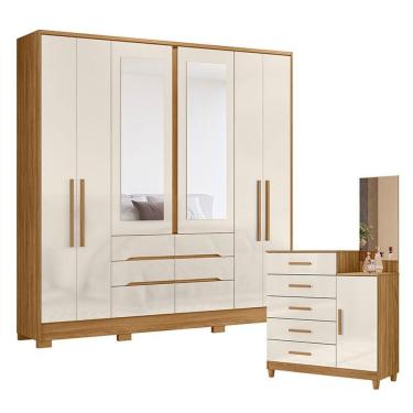 Imagem de Guarda Roupa Casal e Cômoda San Francisco Lisboa 7 Portas 11 Gavetas em MDP 216cm Off W...