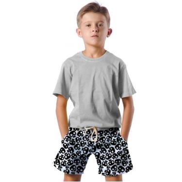 Imagem de Shorts Infantil Bermuda Calção Praia Verão Caveiras Black Preto 392 - 