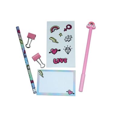 Imagem de Kit Gift Le Office Girl Power 1 Lápis Grafite, 1 Caneta, 1 Caderneta, 2 Binders e Adesivos