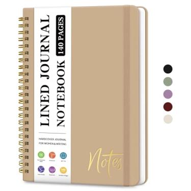 Imagem de ZOTIA Caderno de diário espiral forrado para mulheres, diários pautados pela faculdade A5 para escrever, cadernos de capa dura para trabalho, anotações e material escolar de escritório, 140 páginas