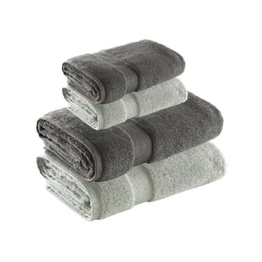 Imagem de Jogo de Toalhas Super Soft Zero Twist 4 Pe�as � Banh�o e Rosto � 500g/m� � Toque Macio, Alta Absor��o e Secagem R�pida � Altihaus (Verde/Chumbo)