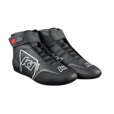 Imagem de Tênis de corrida K1 Race Gear K1 GTX-1 adulto couro macio e Nomex Auto Racing - SFI 3.3/5 - preto, cinza, tamanho 41