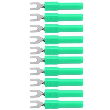 Imagem de 10pcs 4mm Conectores de Fio de pá de Garfo Tipo U Terminal de Crimpagem Elétrica para Teste de MultímetroOs Conectores de pá Pretos São Fáceis - Basta Conectar e Com Fio de pá de